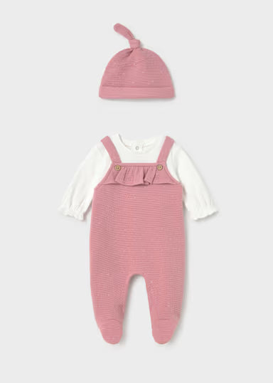 TUTINA SALOPETTE CON SHIRT E CAPPELLO ROSA BLUSH