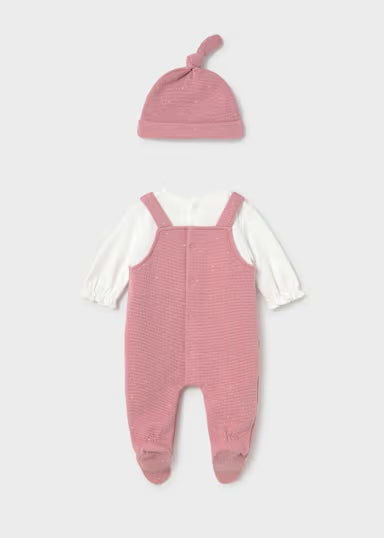 TUTINA SALOPETTE CON SHIRT E CAPPELLO ROSA BLUSH