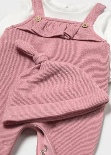 TUTINA SALOPETTE CON SHIRT E CAPPELLO ROSA BLUSH