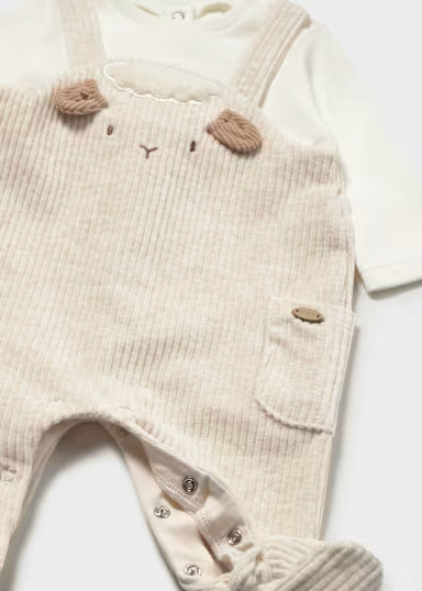 TUTINA ORSO A COSTINE BEIGE CON FINTA SHIRT PANNA