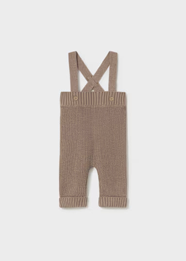 PANTALONE IN TRICOT CON BRETELLE MARRONE
