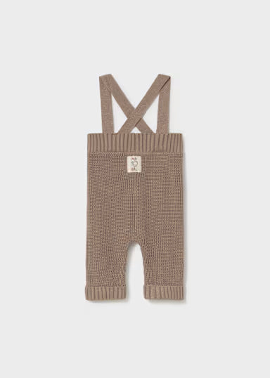 PANTALONE IN TRICOT CON BRETELLE MARRONE