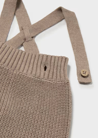 PANTALONE IN TRICOT CON BRETELLE MARRONE