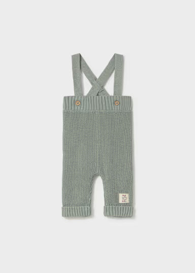 PANTALONE IN TRICOT CON BRETELLE VERDE SALVIA