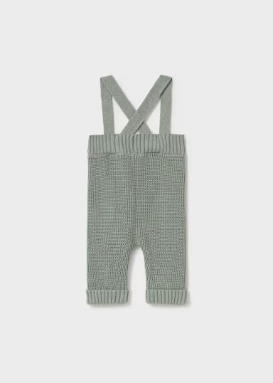 PANTALONE IN TRICOT CON BRETELLE VERDE SALVIA