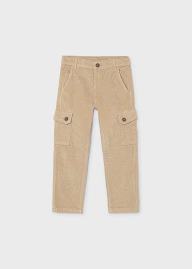 PANTALONE CARGO IN VELLUTO A COSTINE BEIGE