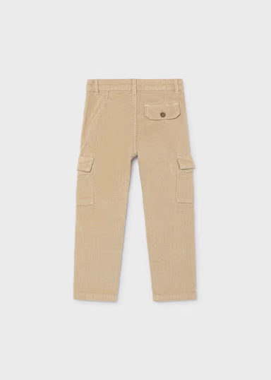 PANTALONE CARGO IN VELLUTO A COSTINE BEIGE