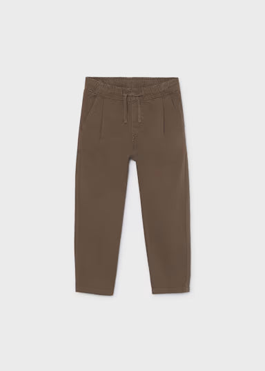 PANTALACCIO CON ELASTICO TINTA UNITA MARRONE