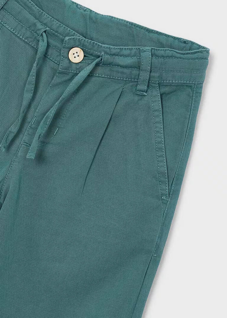 Pantalone lungo Mayoral morbido chino in lino bambino - Verde Alga