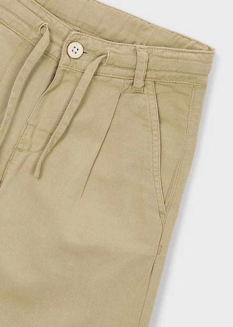 Pantalone lungo Mayoral morbido chino in lino bambino - Biscotto