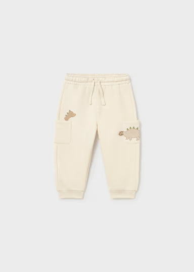 PANTALONE DINOSAURO IN FELPA CREMA