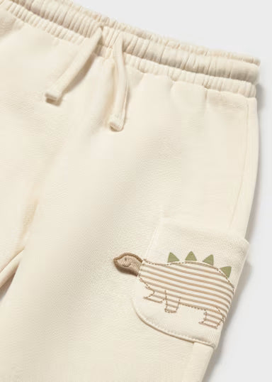 PANTALONE DINOSAURO IN FELPA CREMA