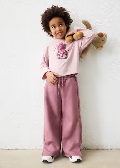 PANTALONE PALAZZO IN FELPA VIOLA LUREX