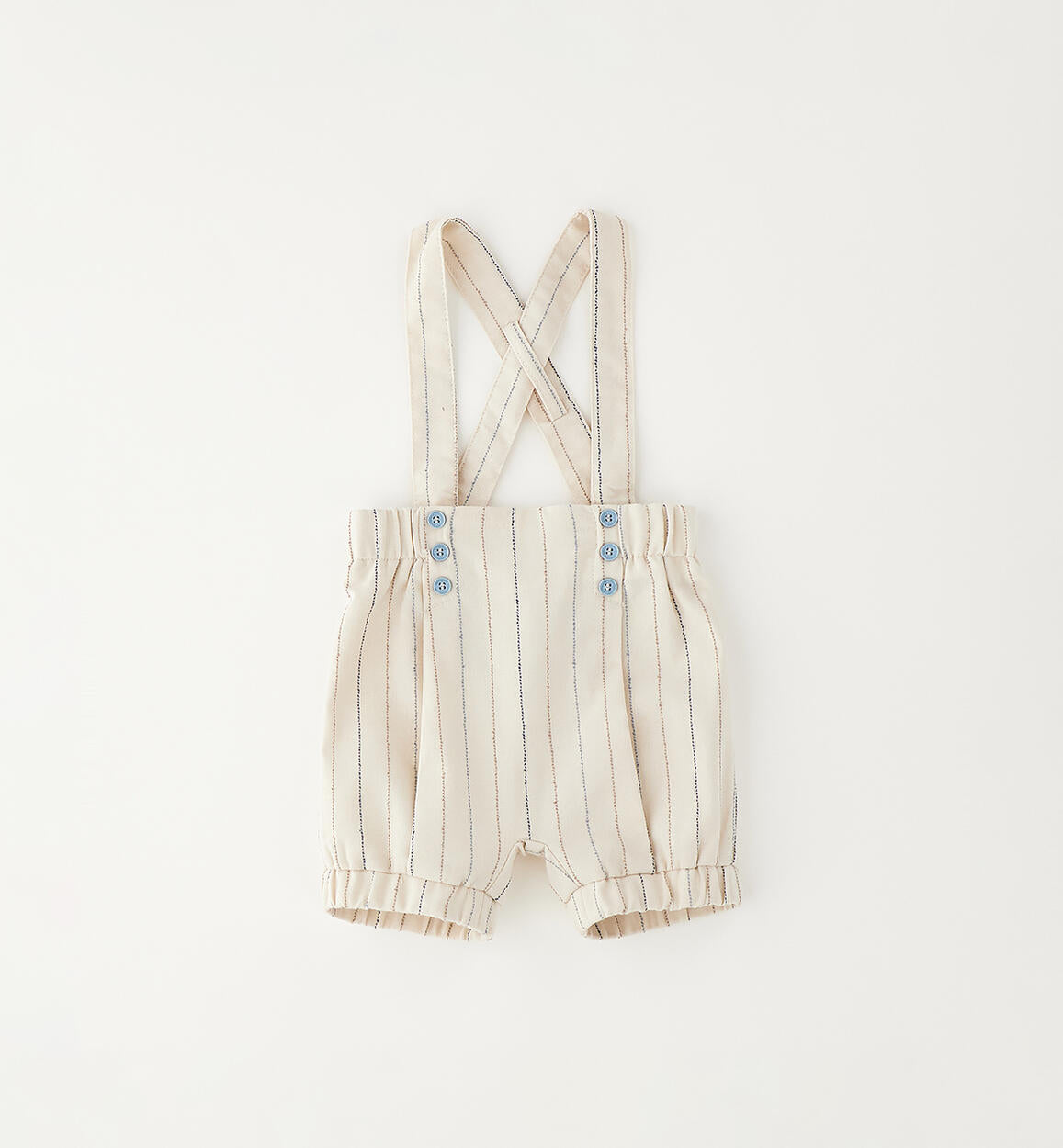 Pantaloni cerimonia neonato con bretelle Minibanda - Beige