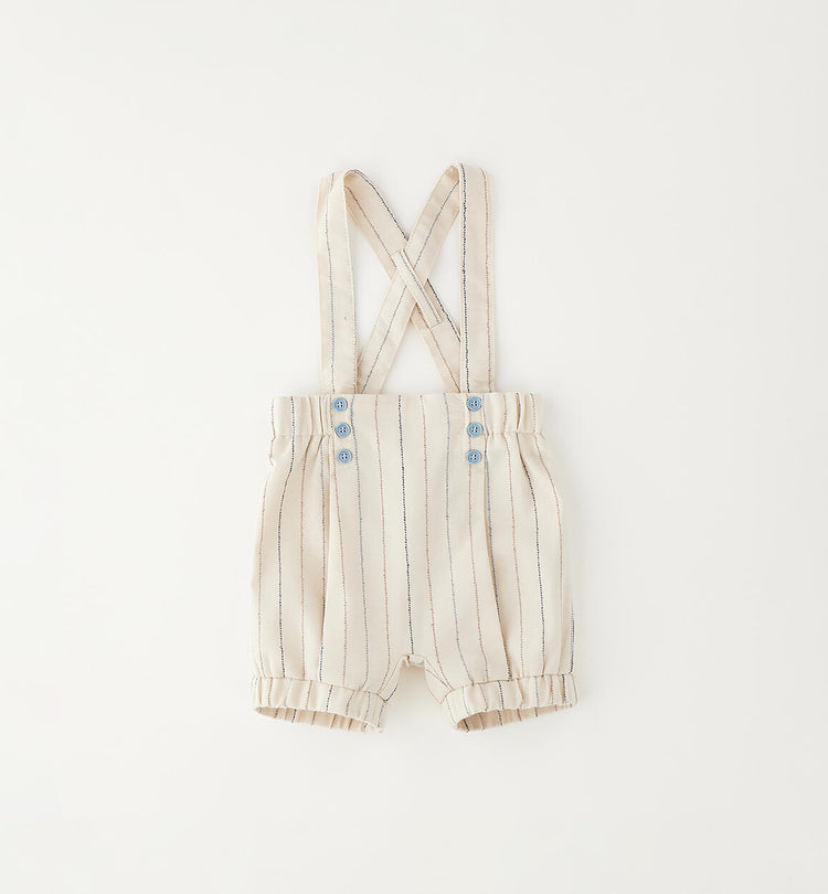 Pantaloni cerimonia neonato con bretelle Minibanda - Beige