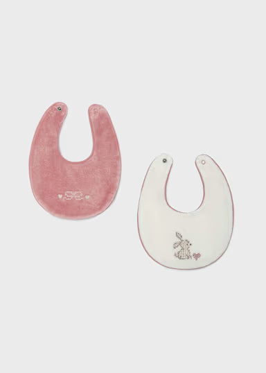 COPPIA DI BAVAGLINI PANNA/ROSA CIPRIA FANTASIA CUORICINI ORO