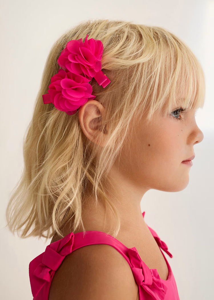 Set fermagli fiore chiffon Abel&Lula bambina - Fuxia