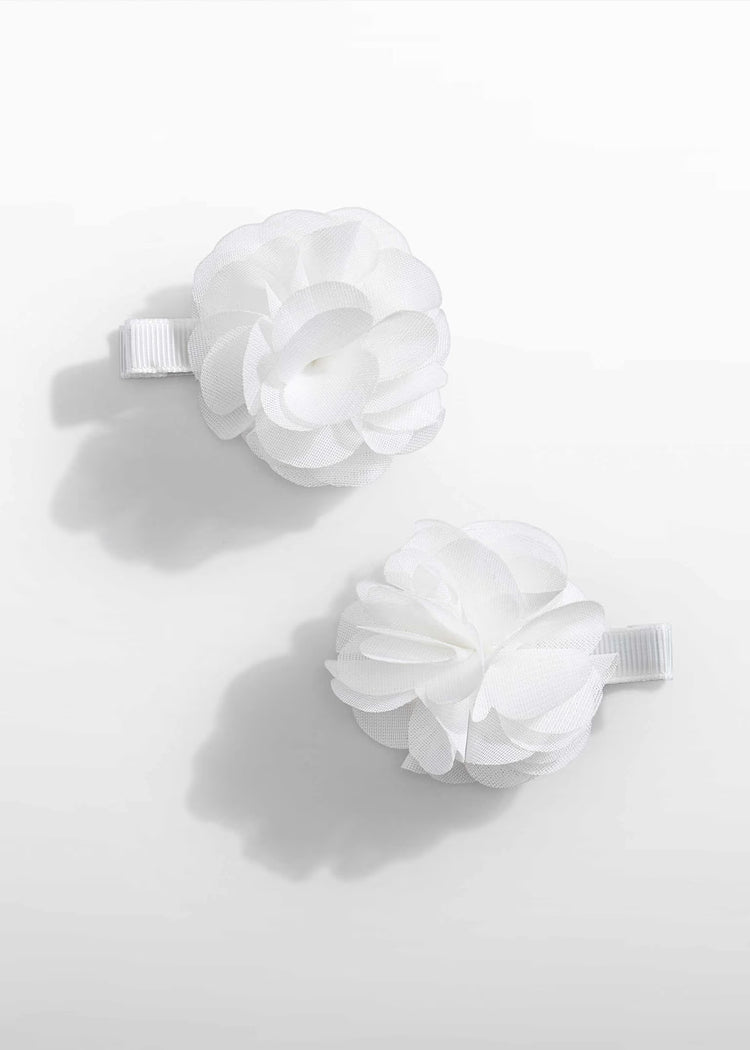 Set fermagli fiore chiffon Abel&Lula bambina - Bianco