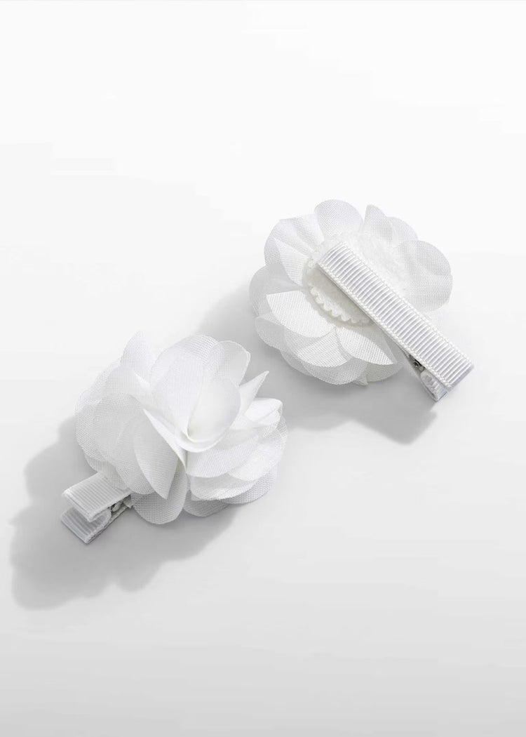 Set fermagli fiore chiffon Abel&Lula bambina - Bianco