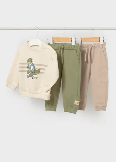 COORDINATO IN FELPA DINOSAURO BEIGE/VERDE