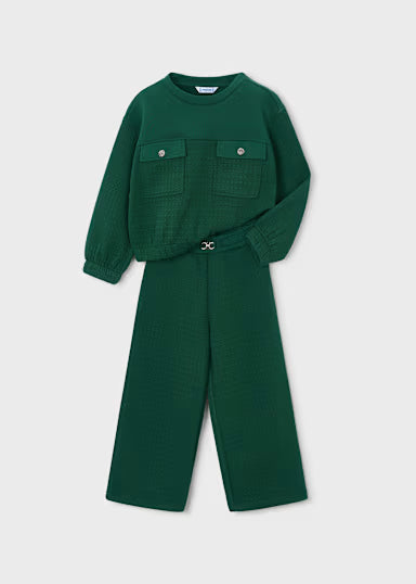 COORDINATO IN FELPA CASUAL VERDE BOTTIGLIA
