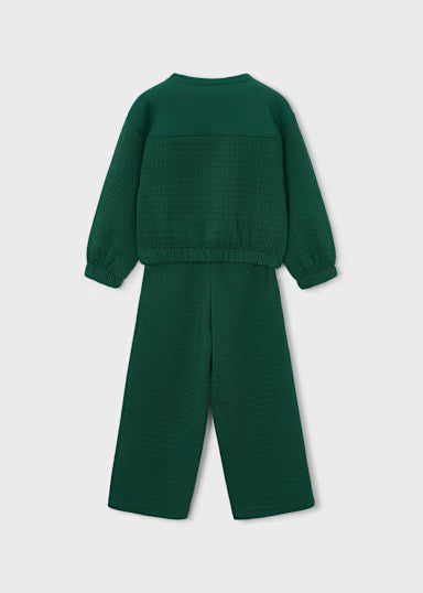 COORDINATO IN FELPA CASUAL VERDE BOTTIGLIA