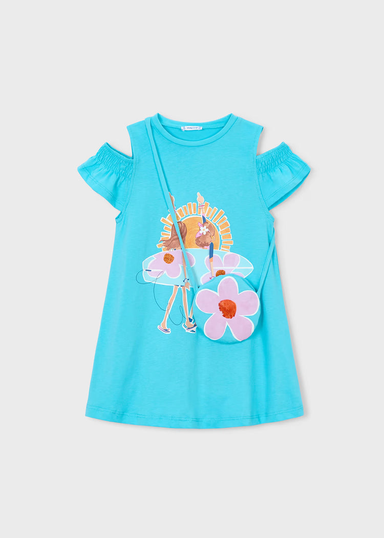 Vestito Mayoral con borsa bambina - Turchese