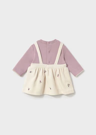 COORDINATO SHIRT GLICINE E GONNASALOPETTE NIDO D'APE PANNA FANTASIA FIORELLINI