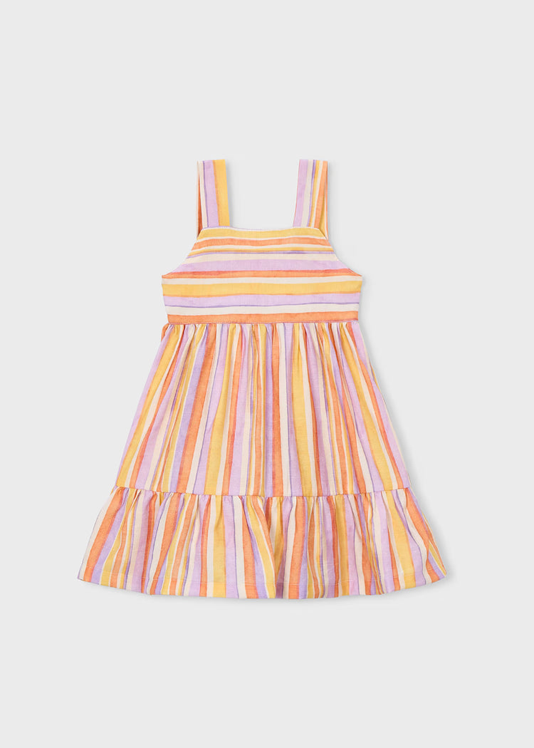 Vestito righe Mayoral bambina a righe - Arancio, Glicine e Giallo