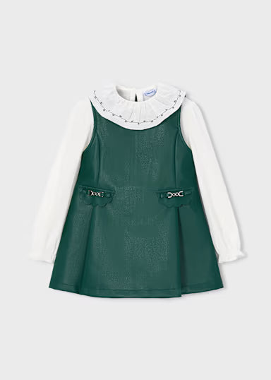 VESTITO ECOPELLE CON BLUSA COLLETTO
