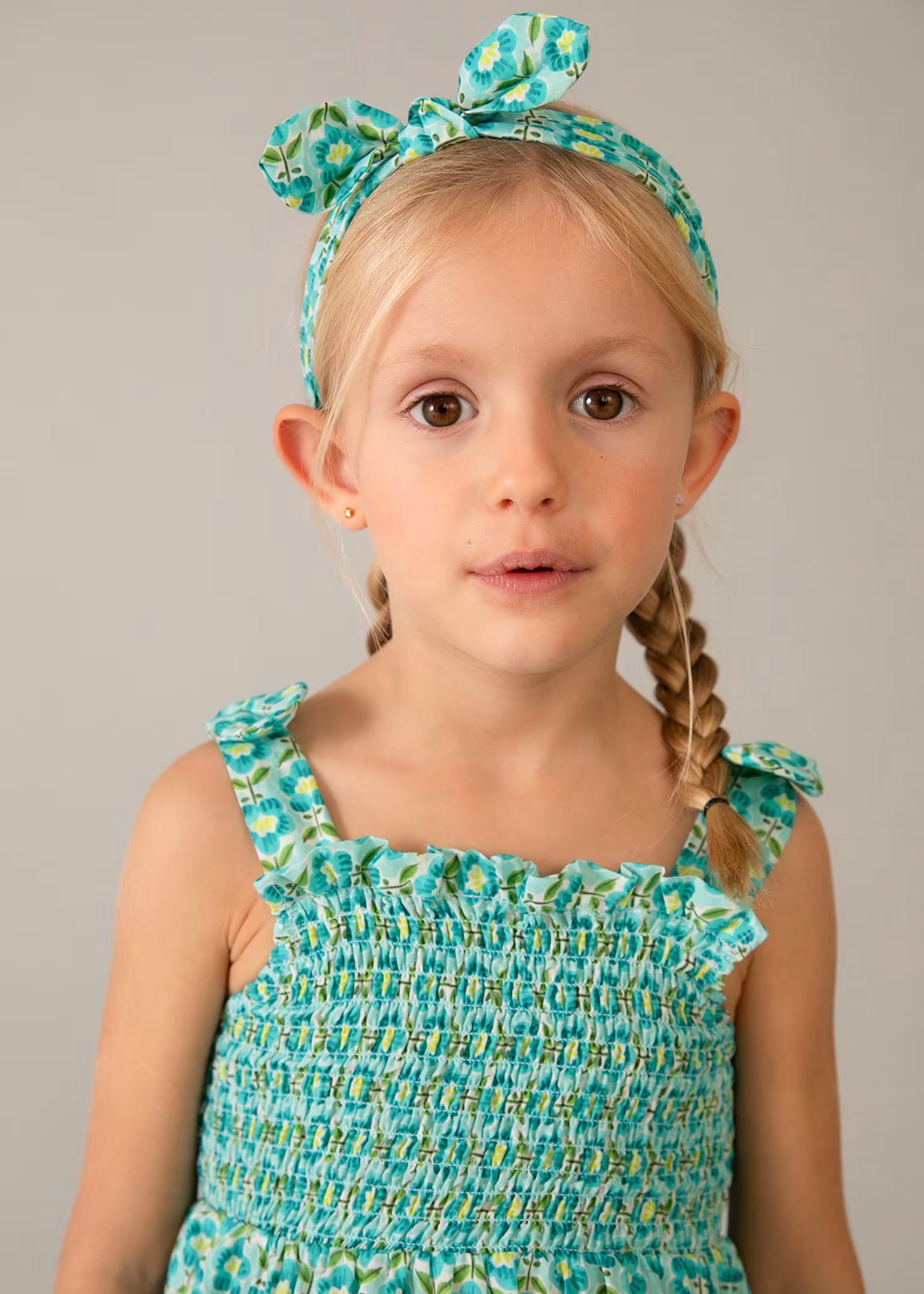 Vestito Mayoral stampato con fascia abbinata bambina - Acquamarina
