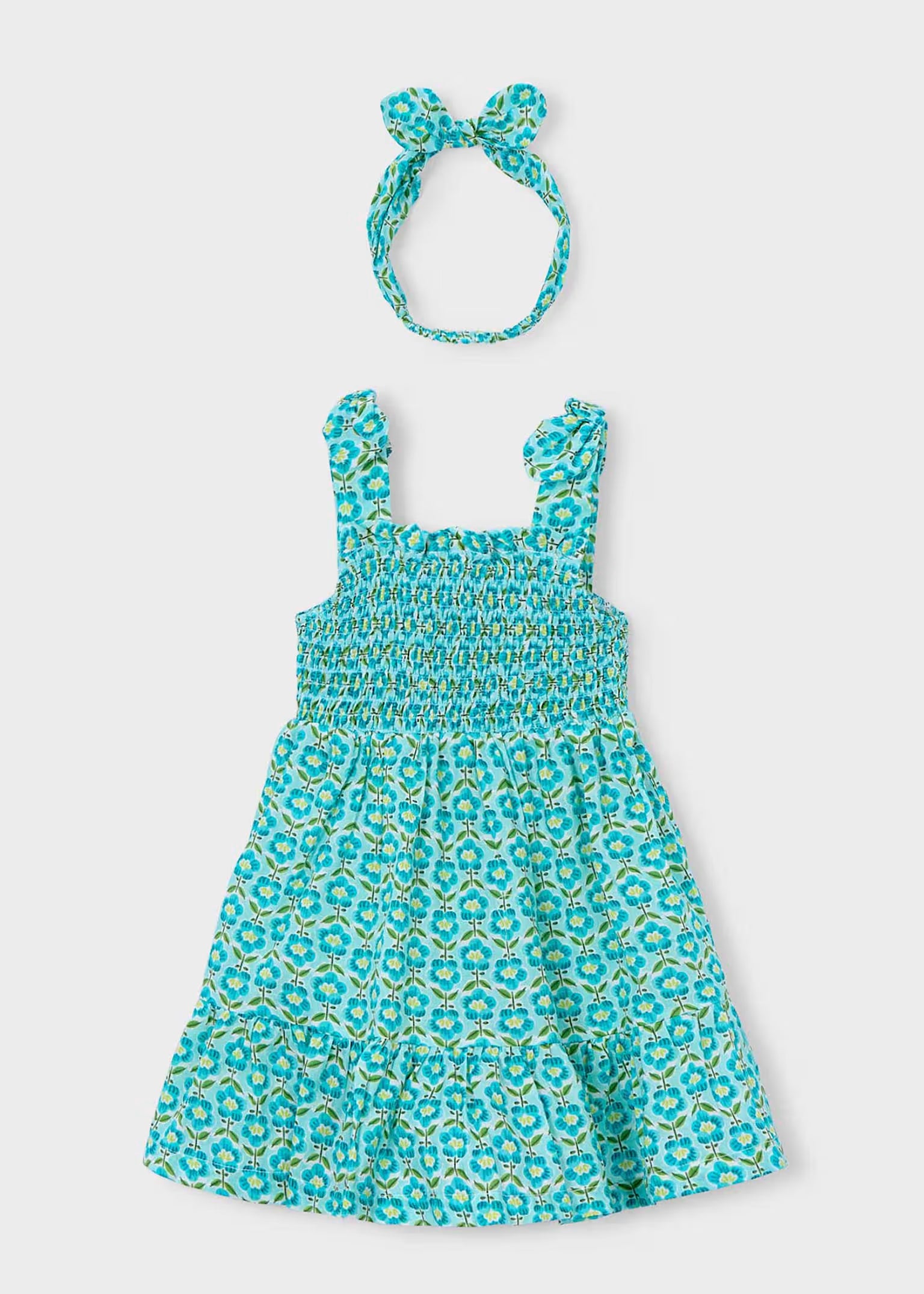 Vestito Mayoral stampato con fascia abbinata bambina - Acquamarina