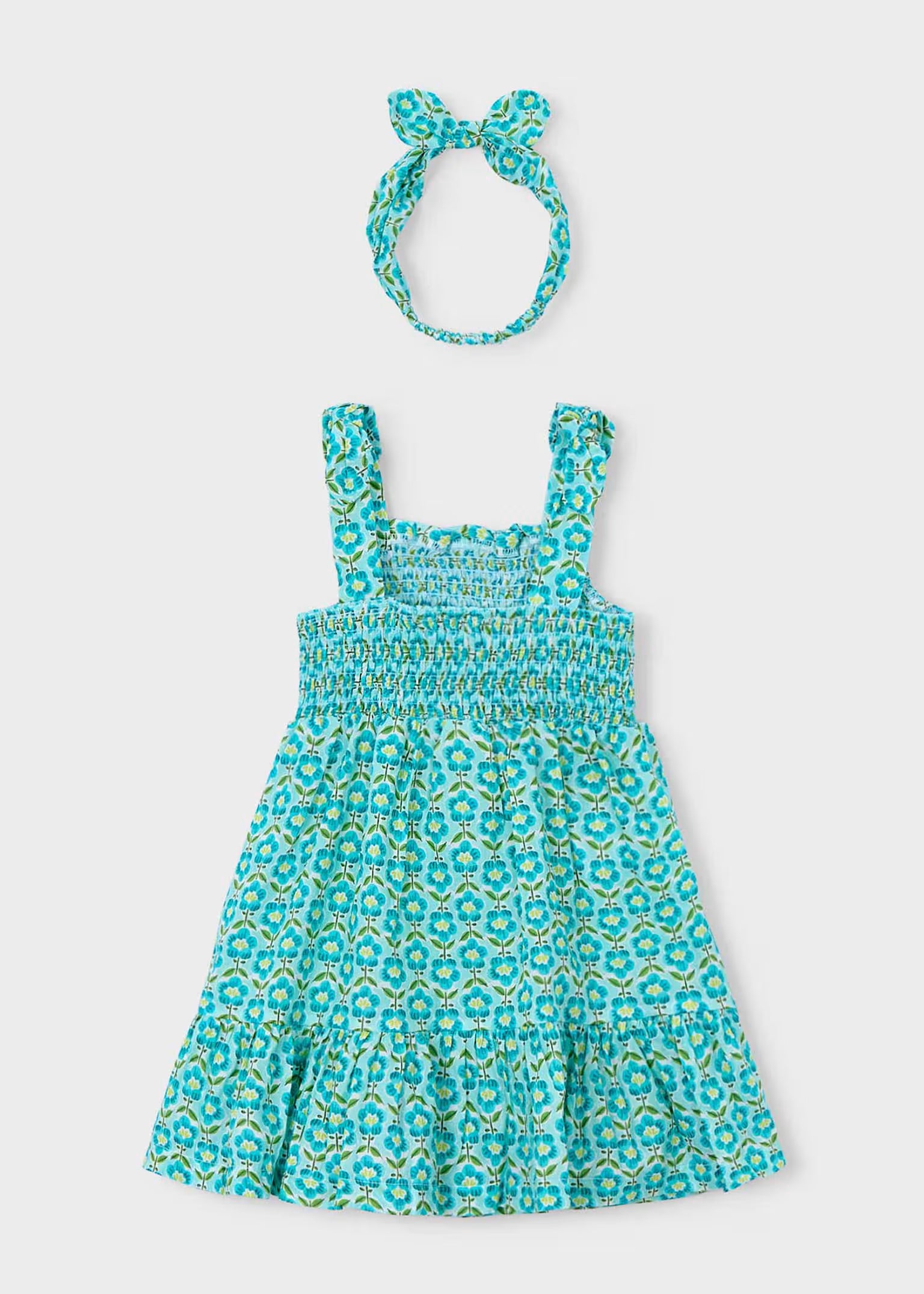Vestito Mayoral stampato con fascia abbinata bambina - Acquamarina