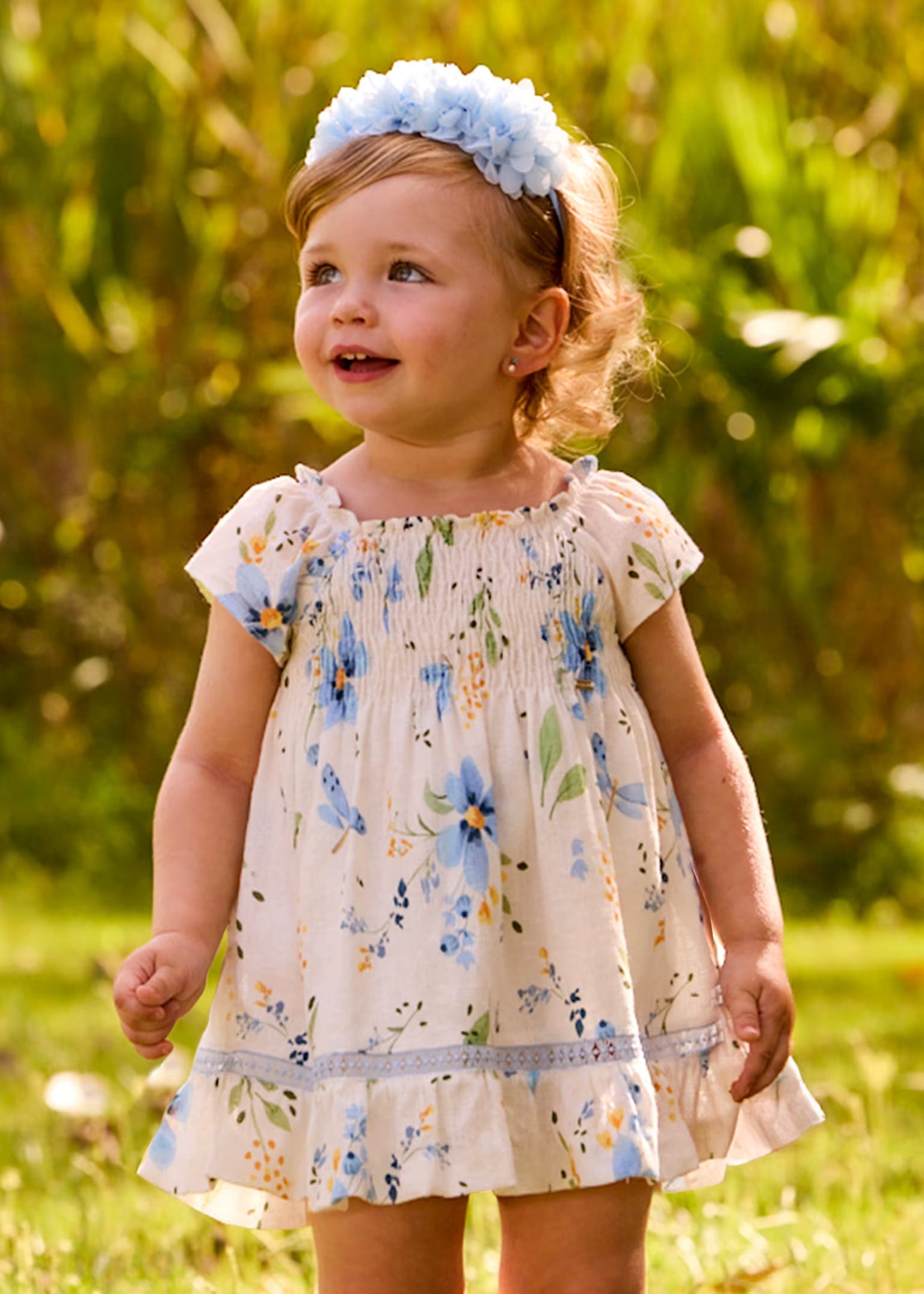 Vestito stampato neonata con fiori Mayoral - Bianco
