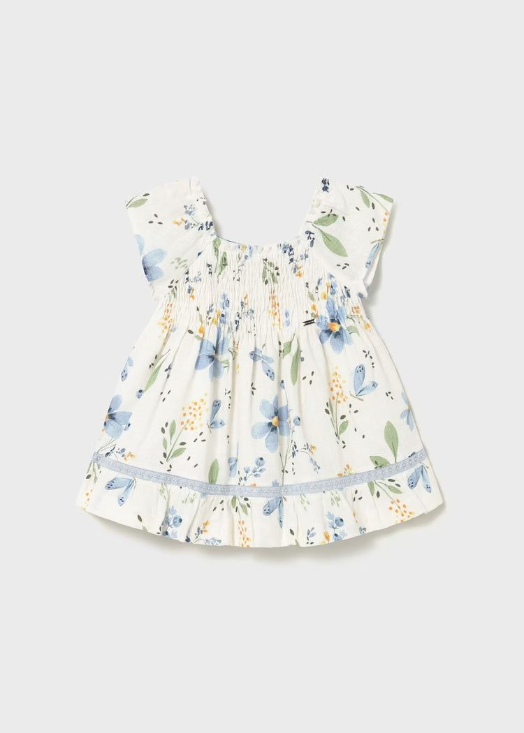 Vestito stampato neonata con fiori Mayoral - Bianco