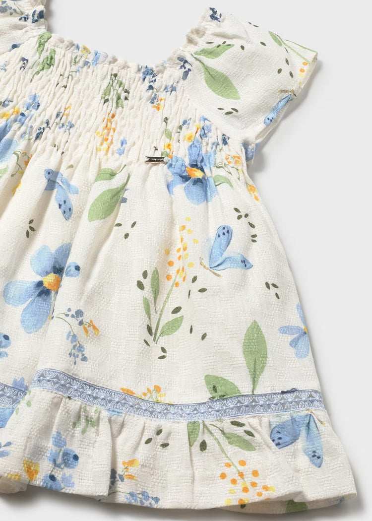 Vestito stampato neonata con fiori Mayoral - Bianco