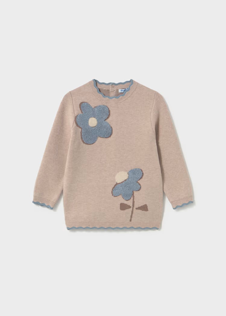 ABITINO IN LANETTA BEIGE FIORI AZZURRI