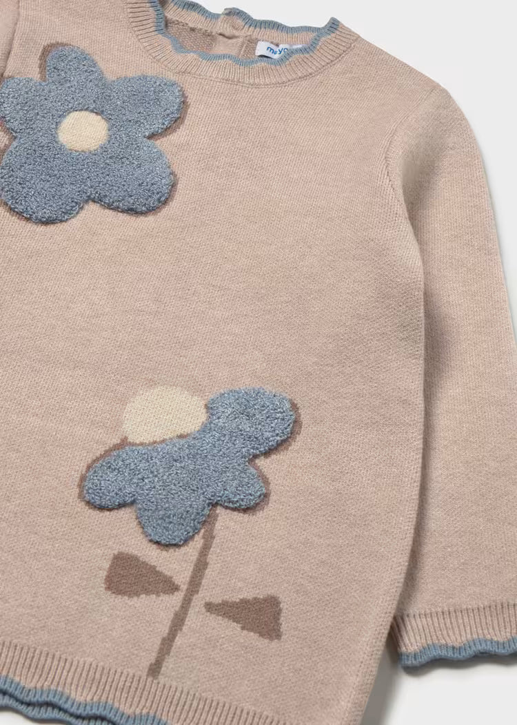 ABITINO IN LANETTA BEIGE FIORI AZZURRI